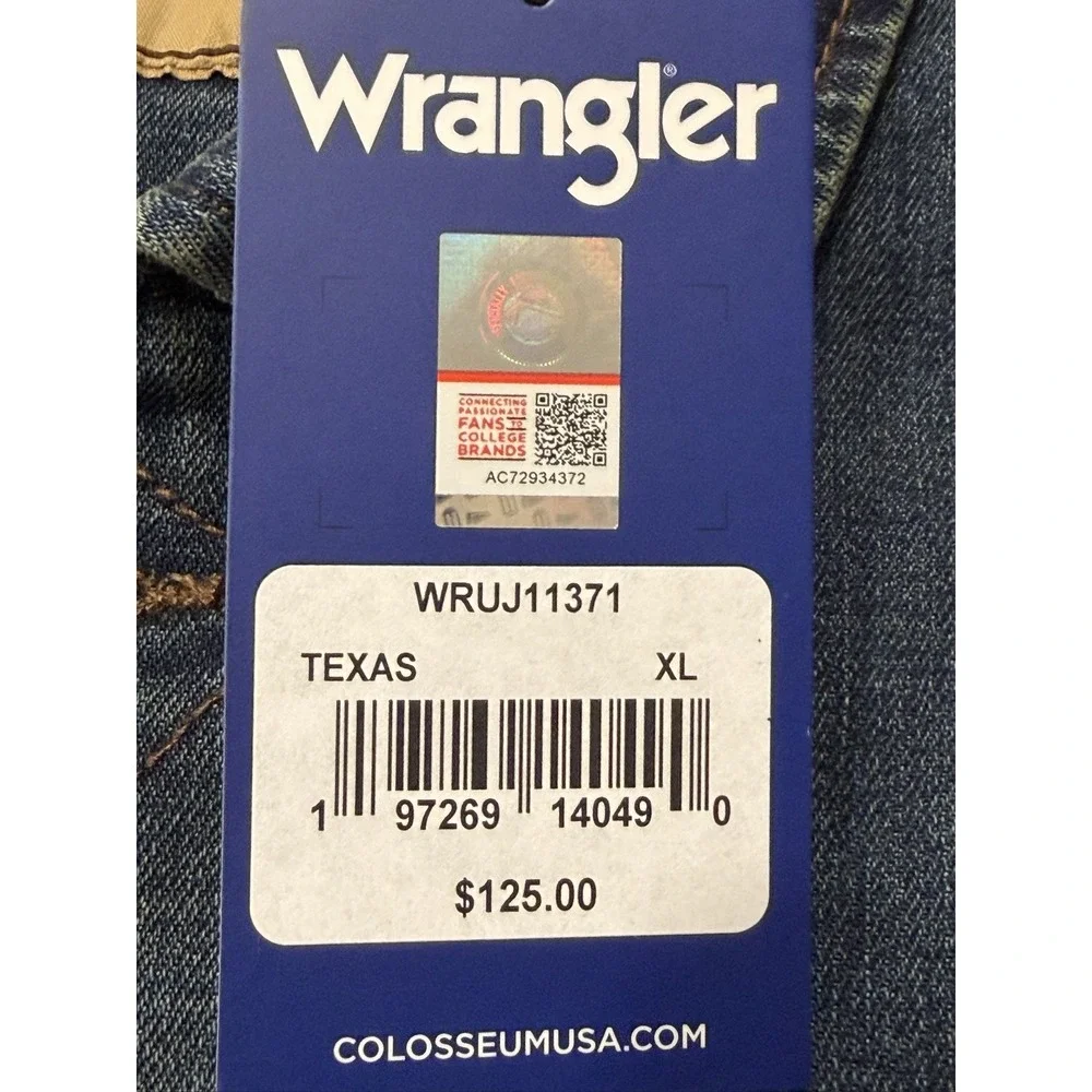 Wrangler Texas Denim Jacket WRUJ11371 Blue XL Longhorns Flannel Lined